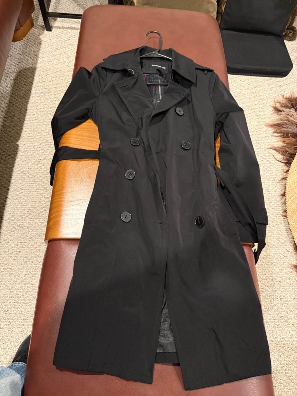 London Fog Black Double-Breasted Trench Coat
